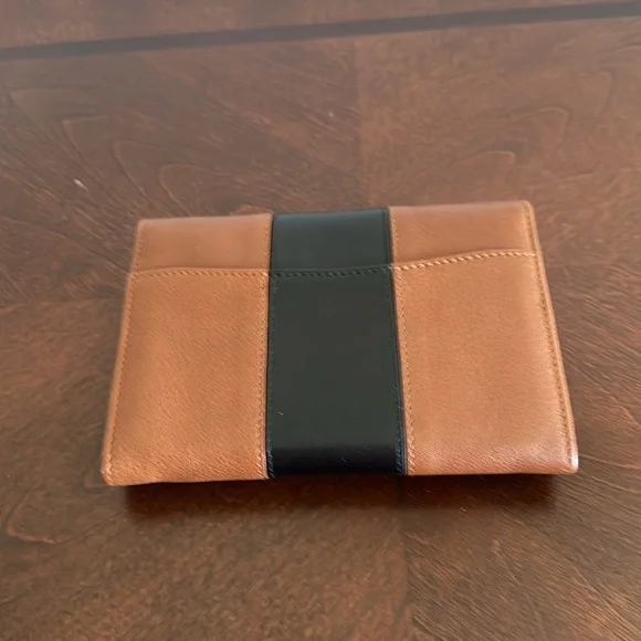 NWT Ralph Lauren Ricky Purple Label Leather Wallet Iconic Brown and Navy Color